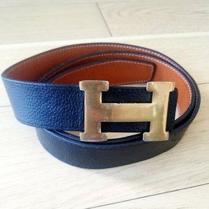 Hermes Gold H Belt - Black and Tan Reversible